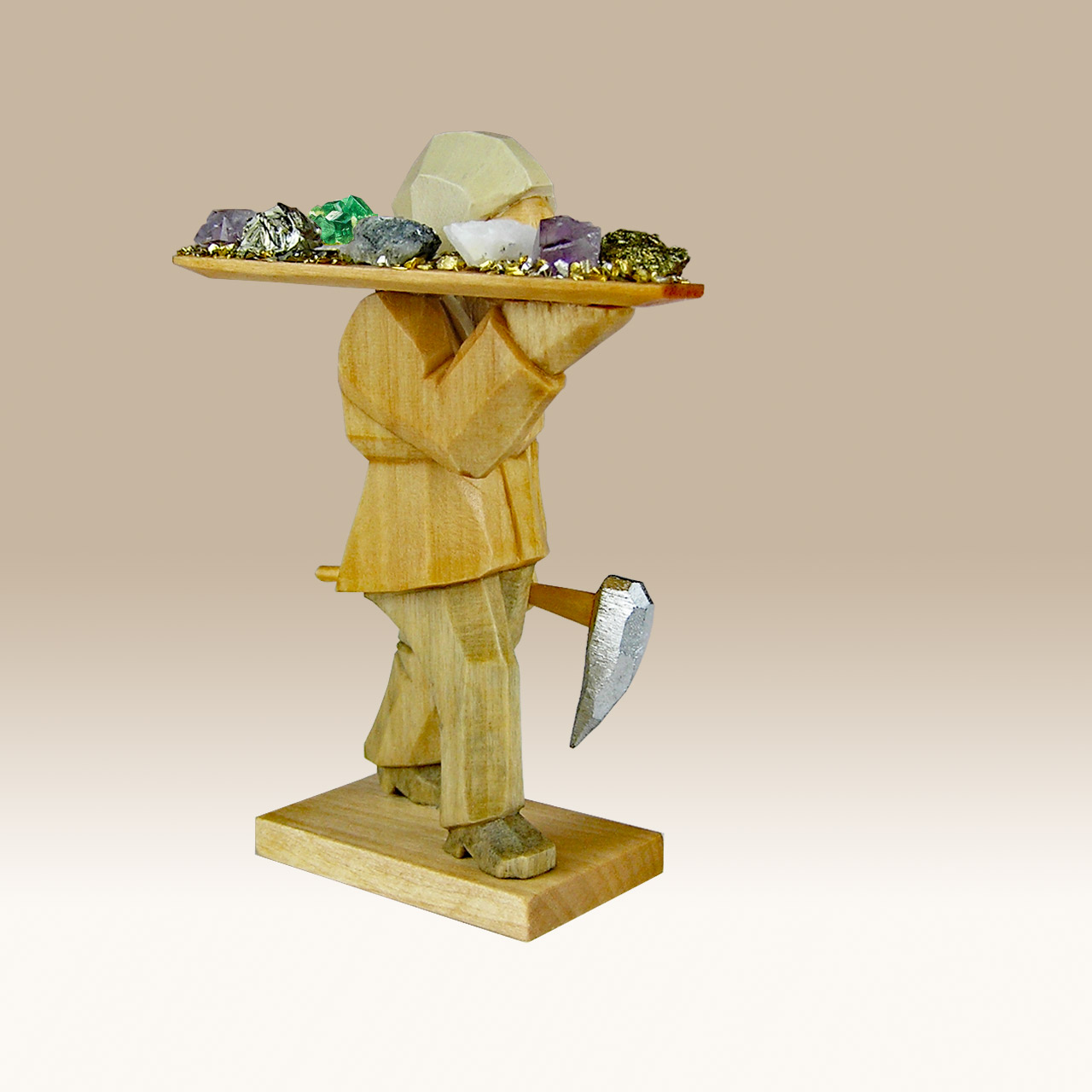 Geschnitzter Bergmann m. Erzschale
