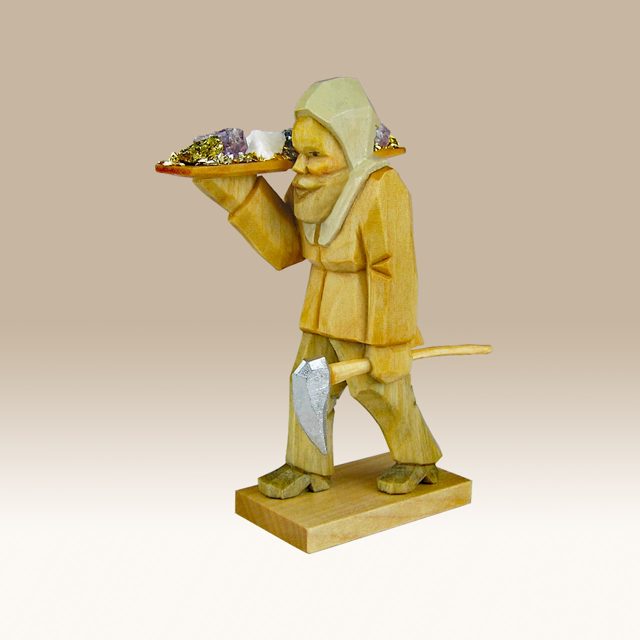 Geschnitzter Bergmann m. Erzschale