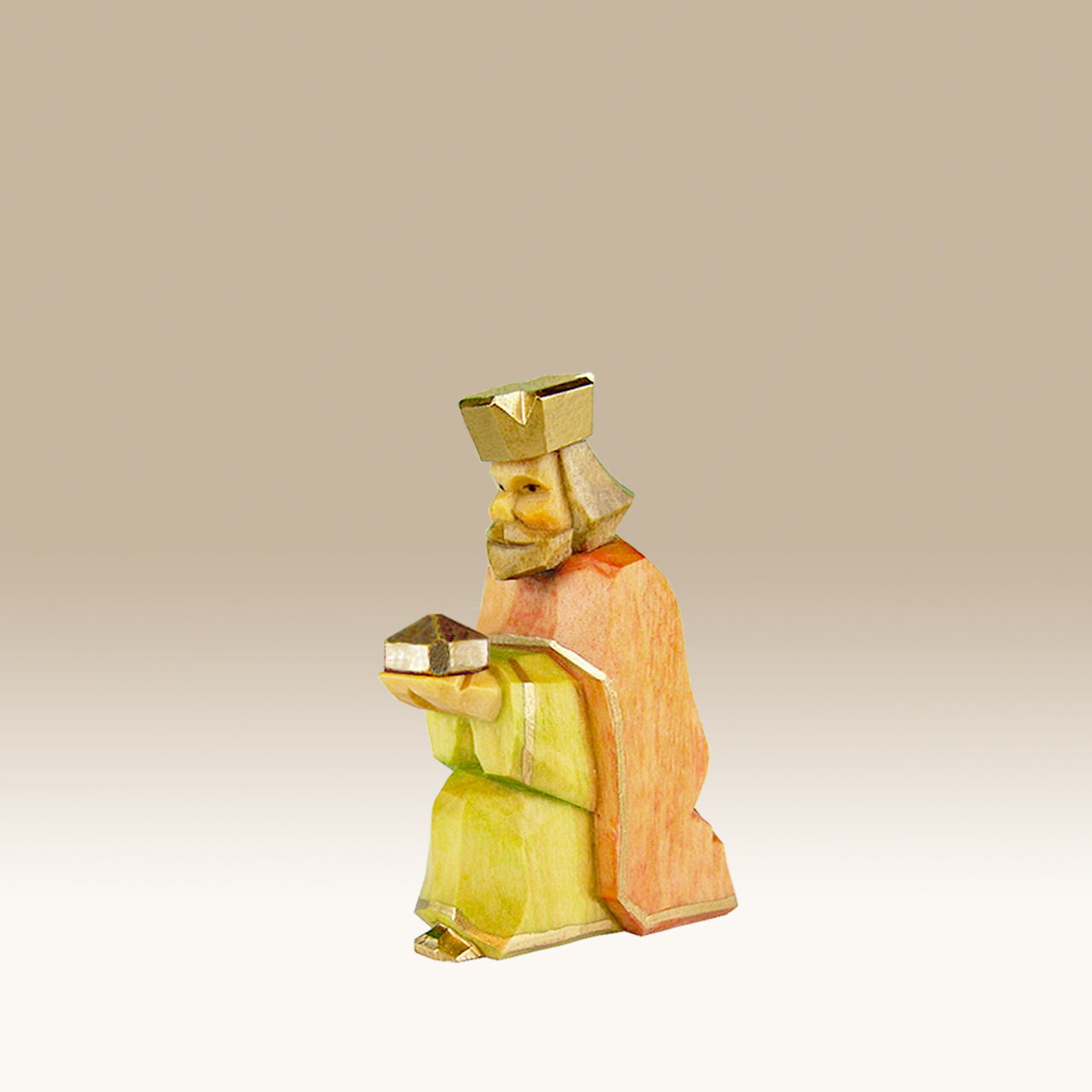 Geschnitzter König, kniend