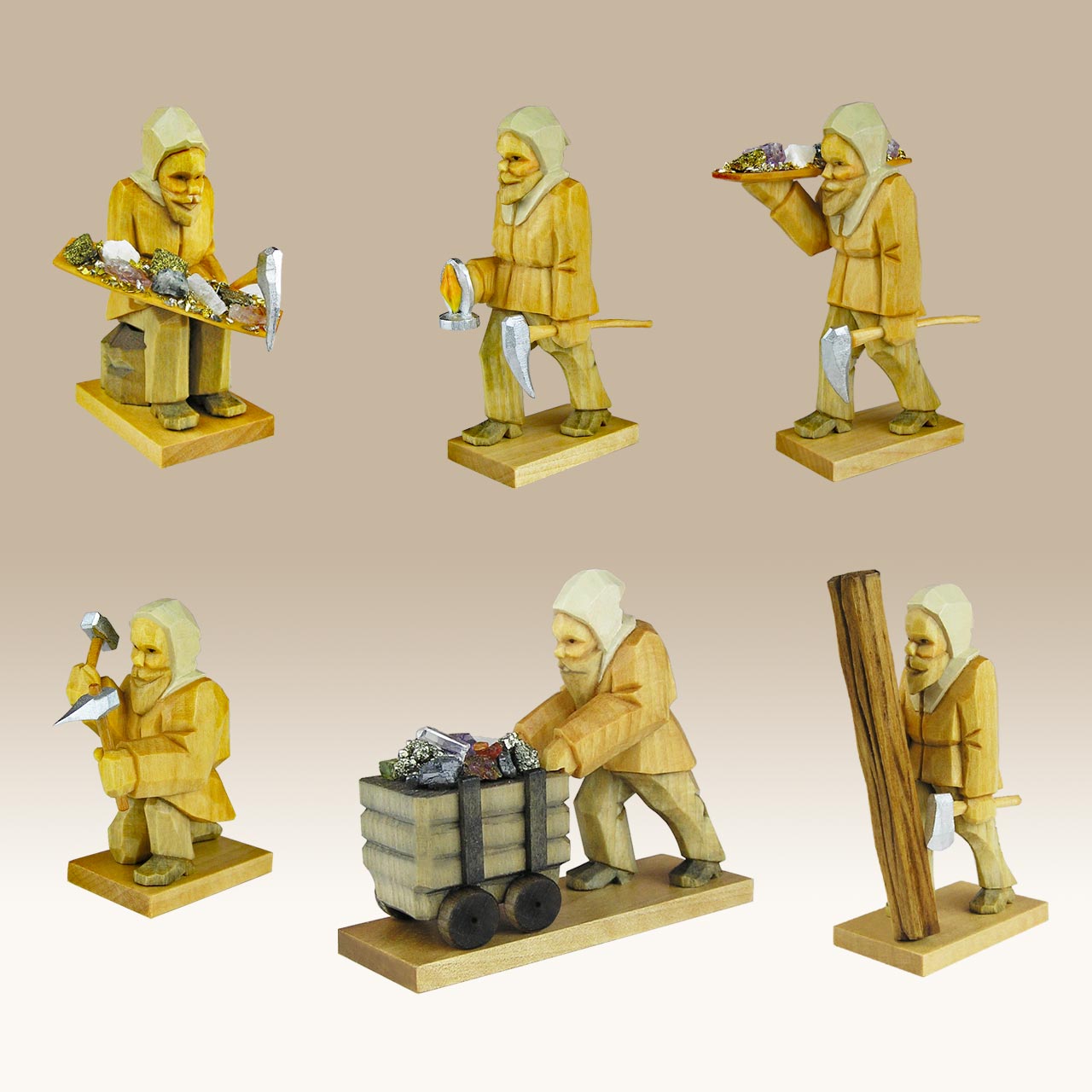 Geschnitzte Bergmänner Set