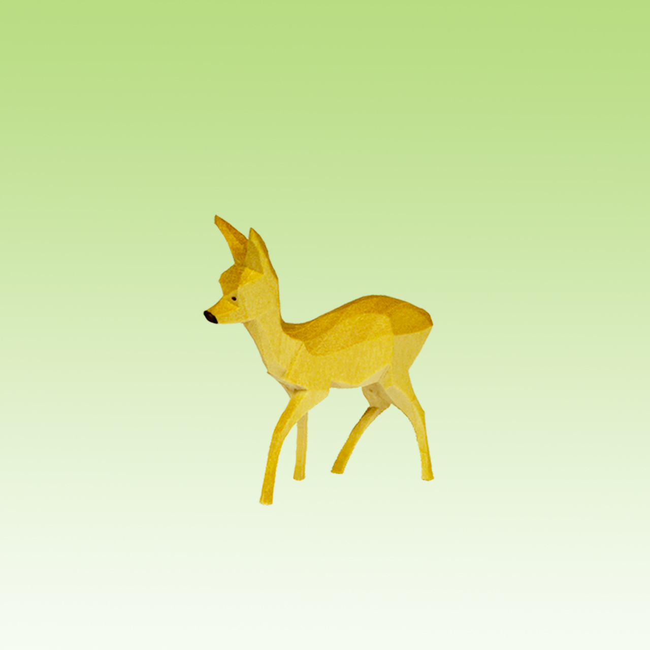 Geschnitztes Reh, ziehend