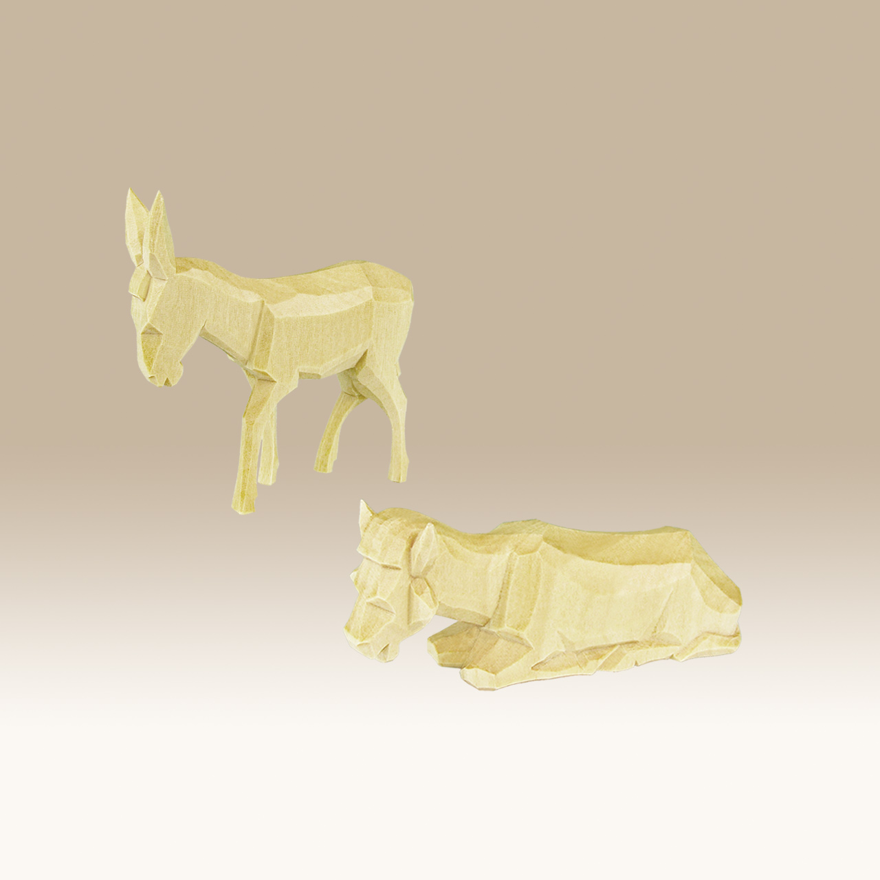 Geschnitzter Ochs und Esel