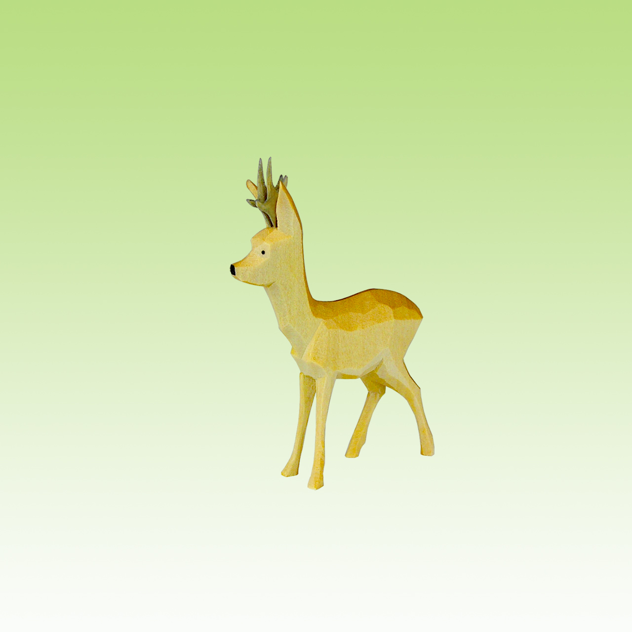 Geschnitzter Rehbock, sichernd