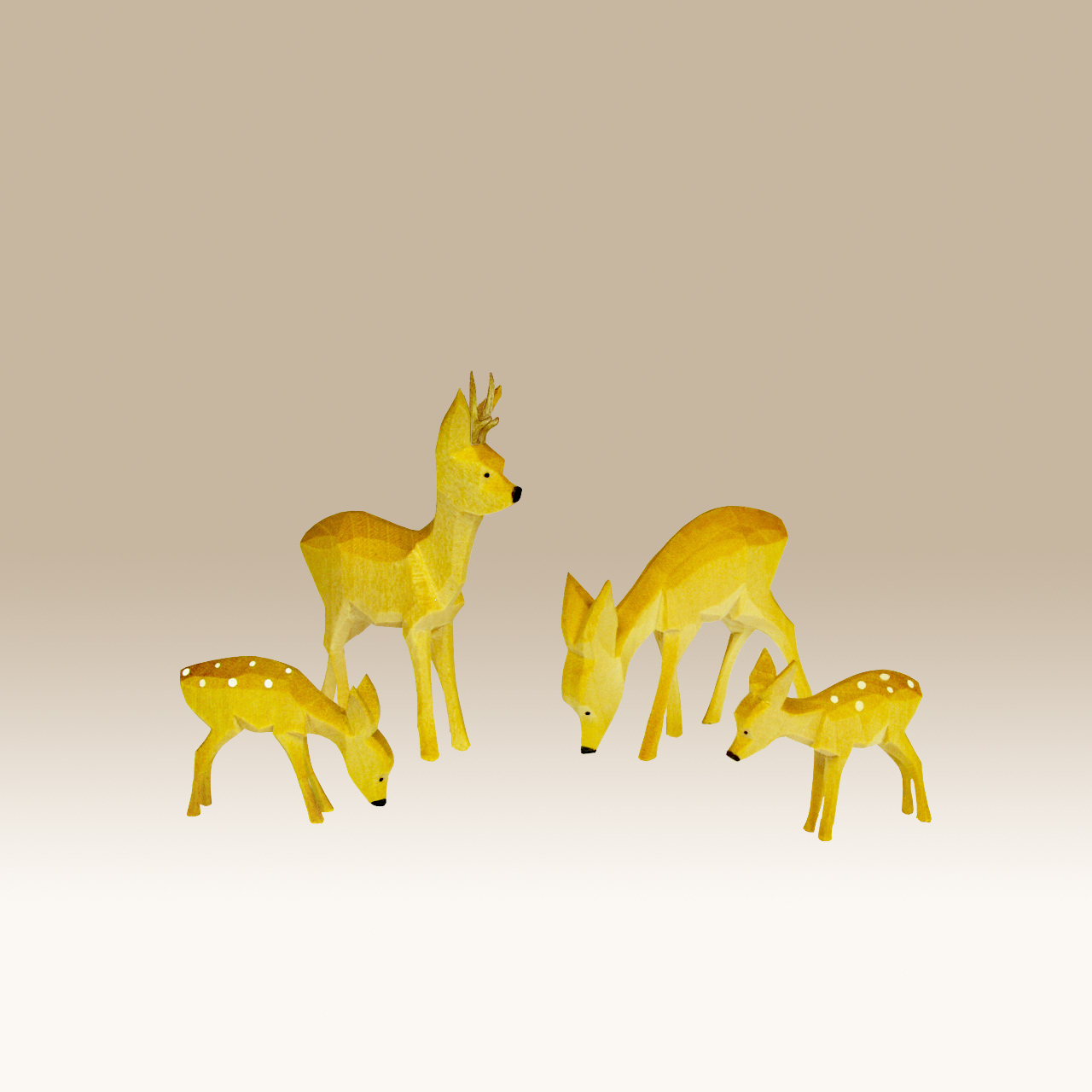 Geschnitzte Rehgruppe