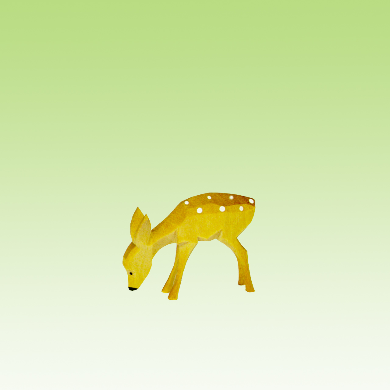 Geschnitztes Kitz, äsend