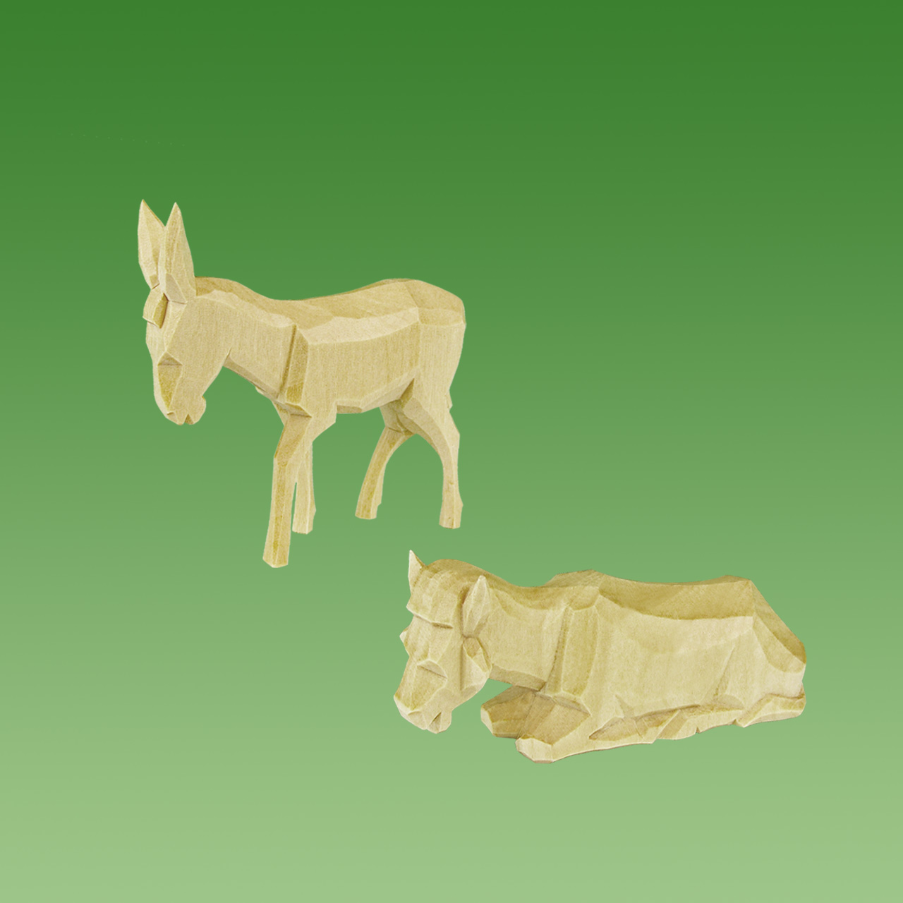 Geschnitzter Ochs und Esel