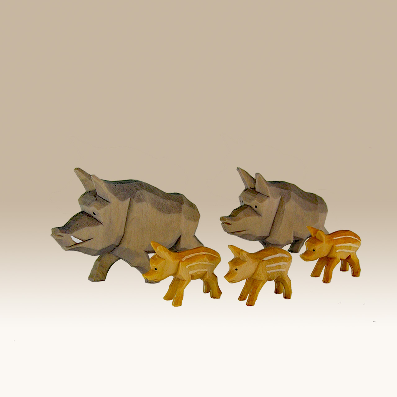 Geschnitzte Wildschweinrotte