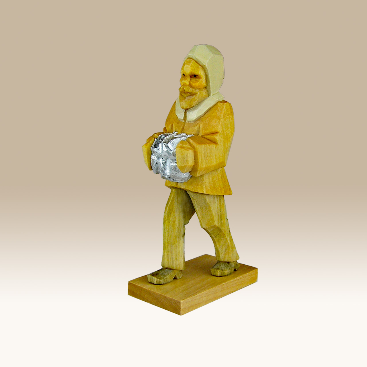 Geschnitzter Bergmann, m. Erzbrocken