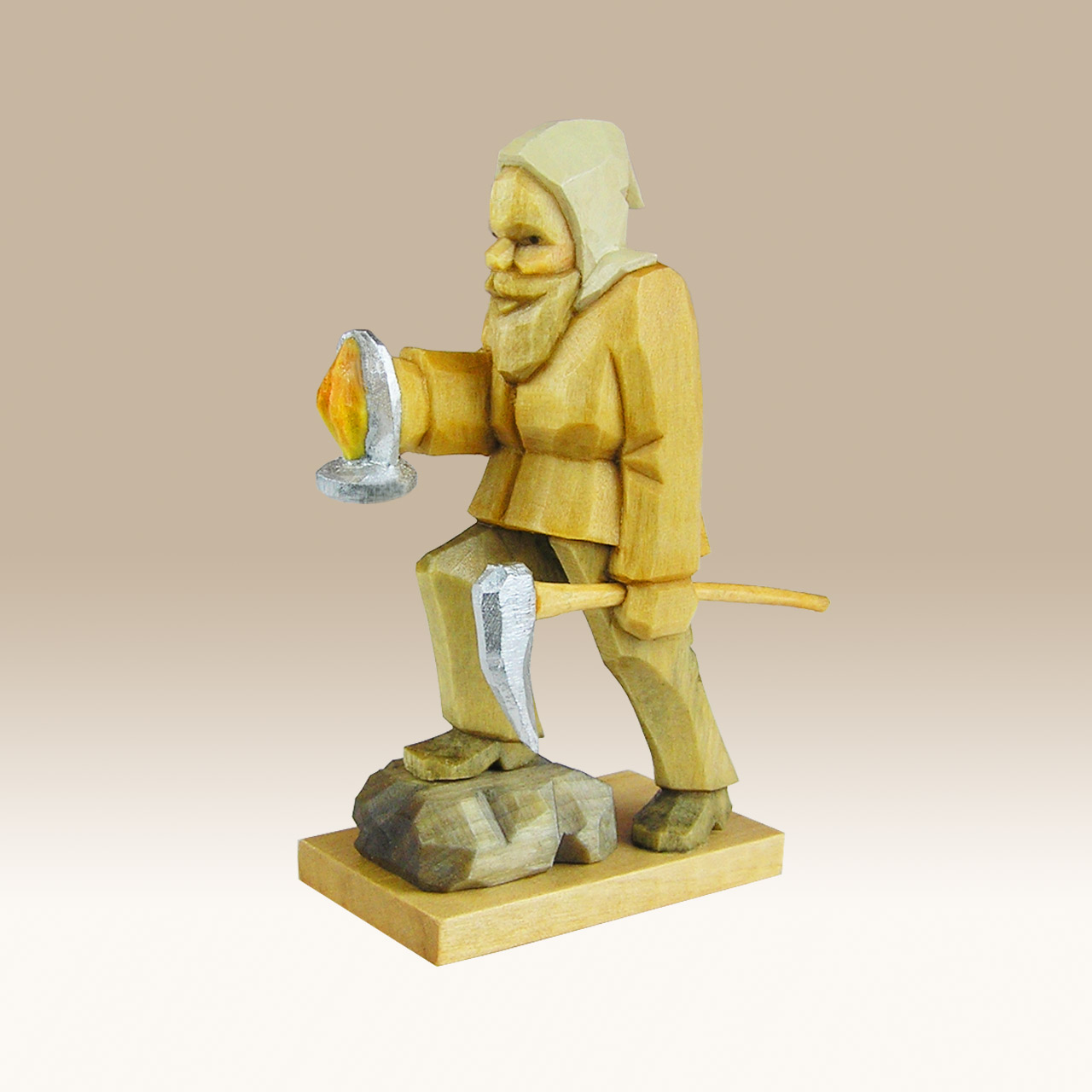 Geschnitzter Bergmann mit Licht