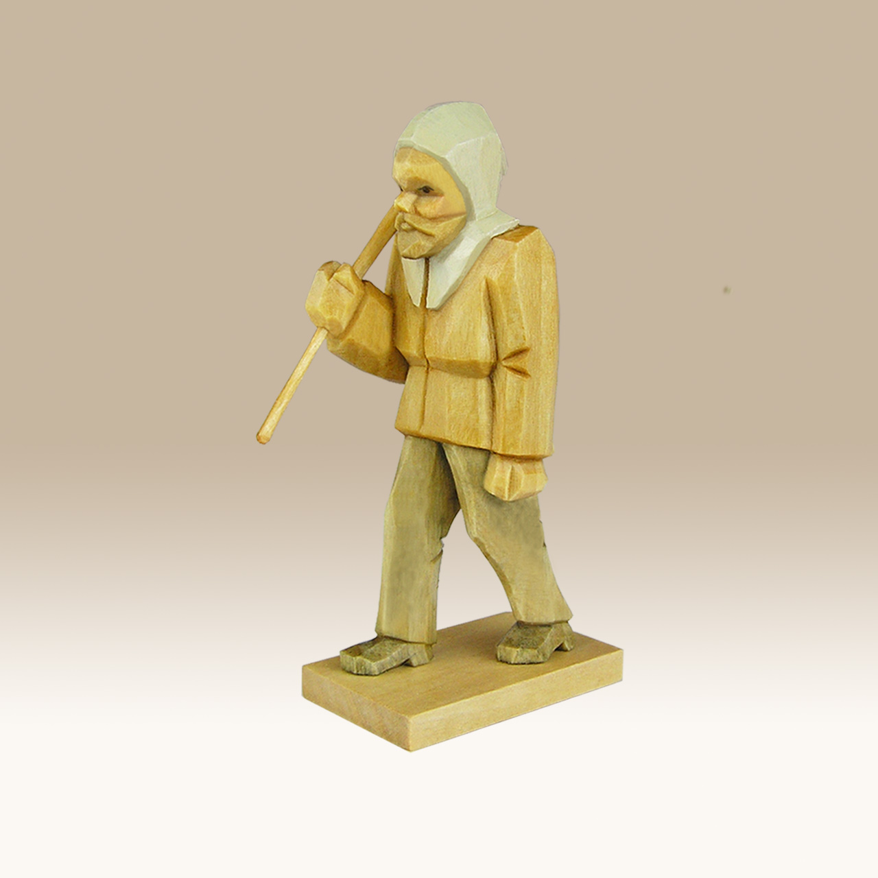 Geschnitzter Bergmann, mit Hacke