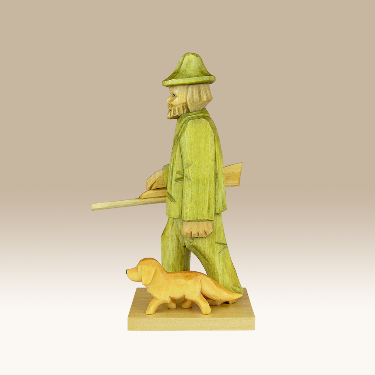 Geschnitzter Jäger mit Dackel, Typ a