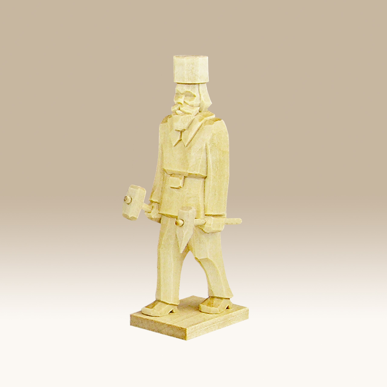 Geschnitzter Bergmann, mit Schlägel und Eisen