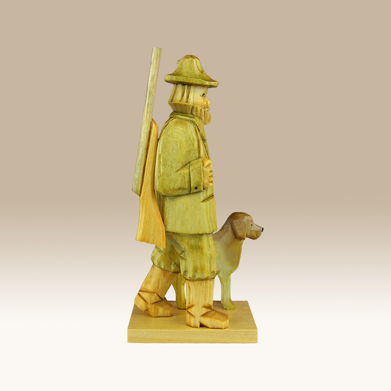 Geschnitzter Förster mit Jagdhund, Typ a