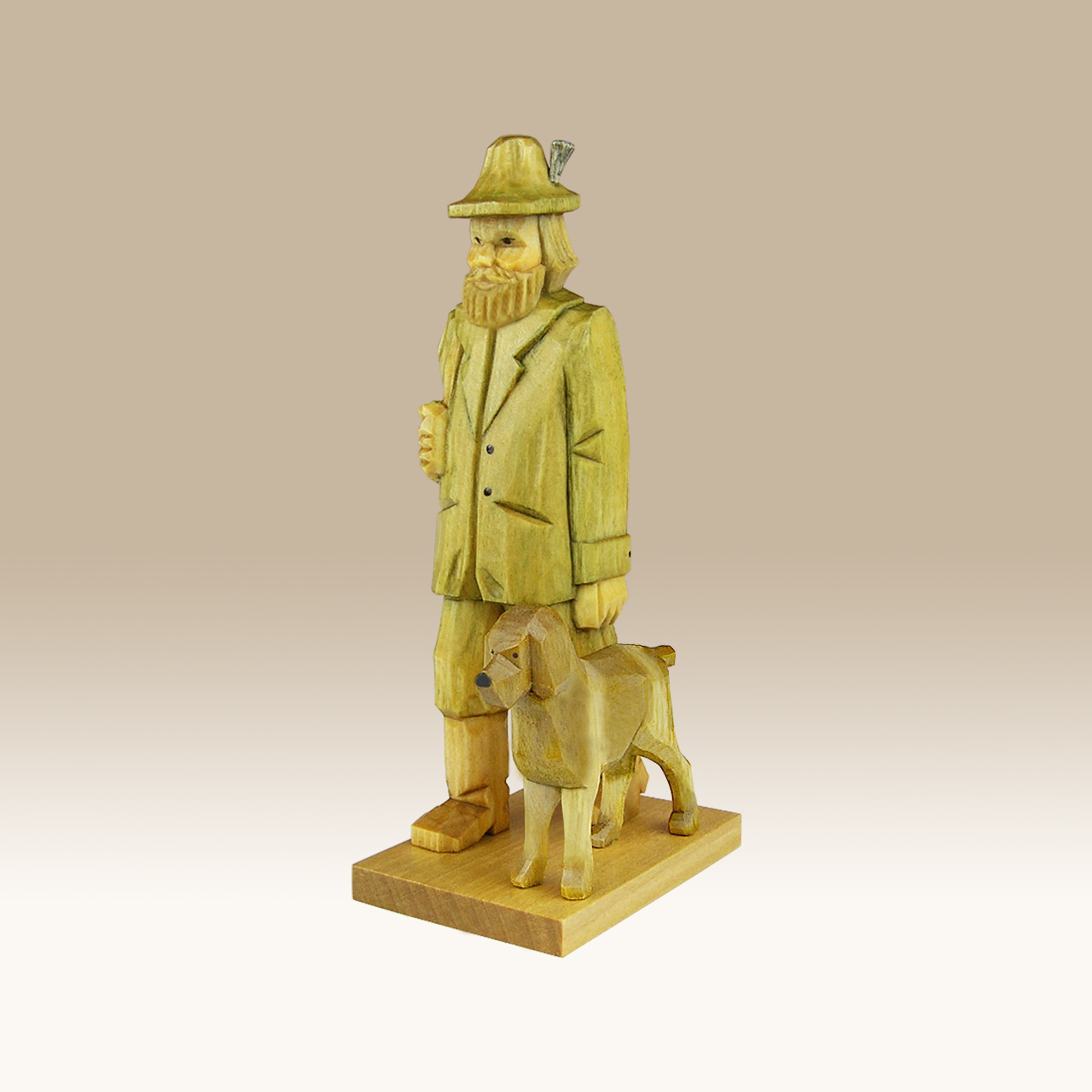 Geschnitzter Förster mit Jagdhund, Typ a