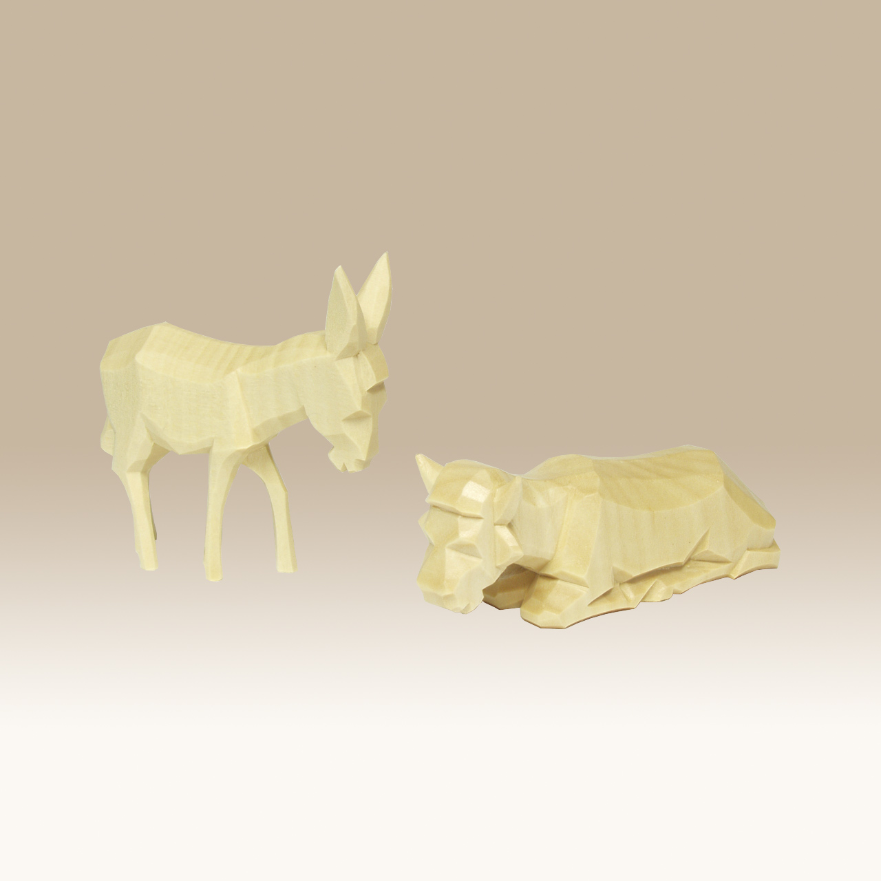 Geschnitzter Ochs und Esel