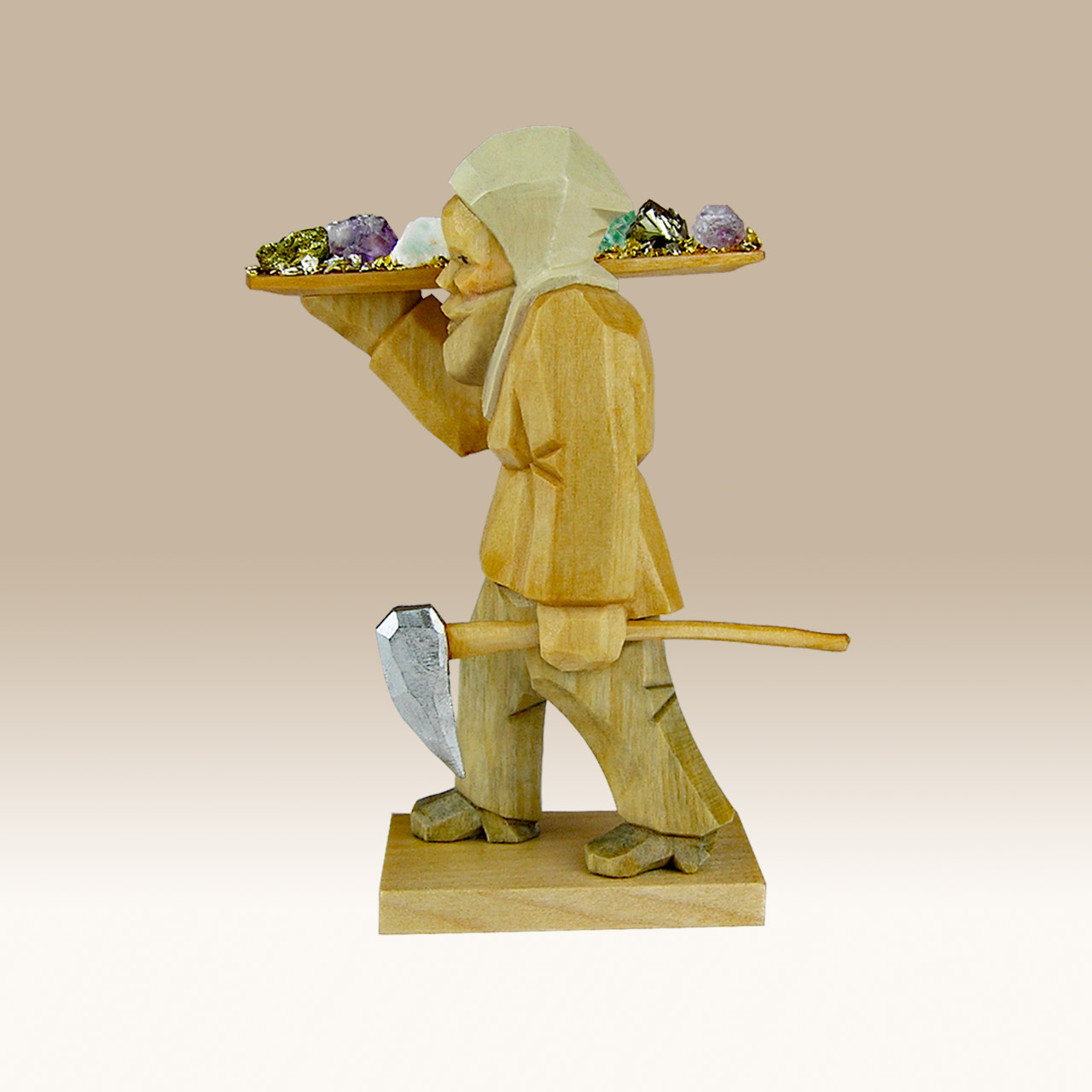 Geschnitzter Bergmann m. Erzschale