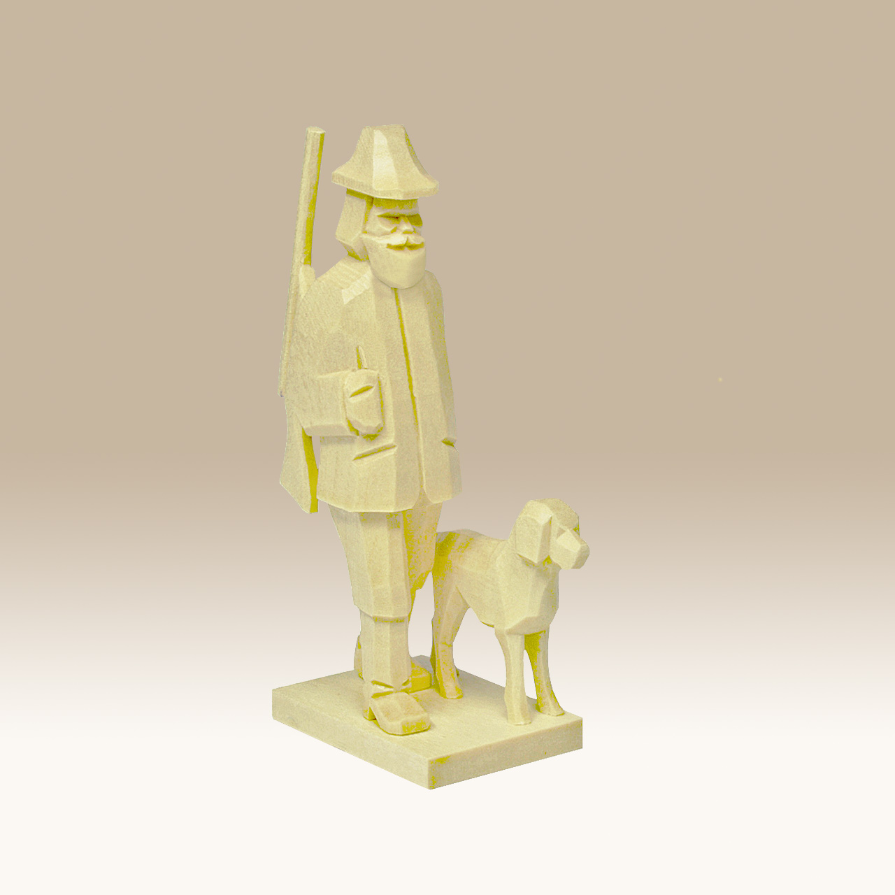 Geschnitzter Förster mit Hund